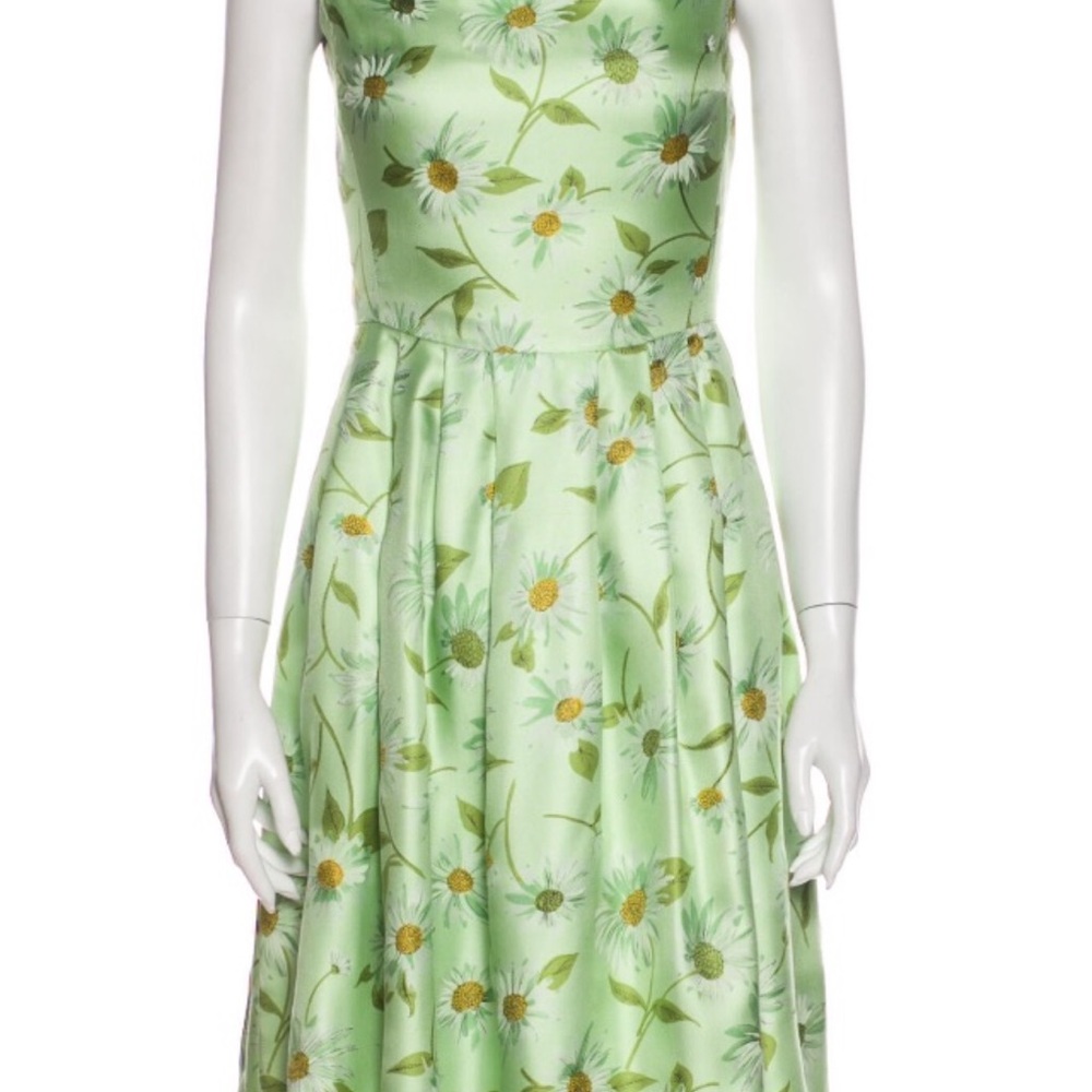 Barneys New York Green Strapless Pleated Sundress